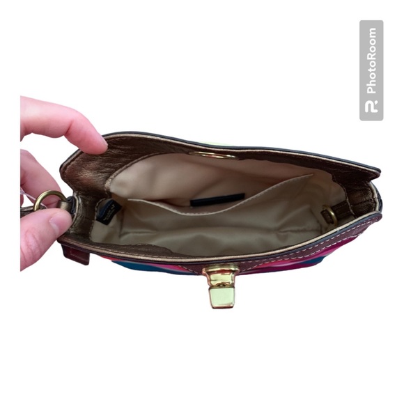 Coach large silk multi color stripe wristlet - Picture 4 of 5